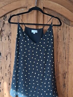 LOFT Black Cami with Gold Polka Dots